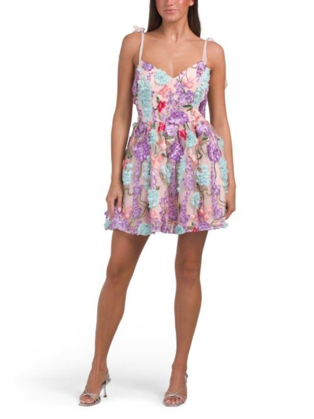 DRESS THE POPULATION Embroidered Floral Mini Cocktail Dress - Picture 1 of 5